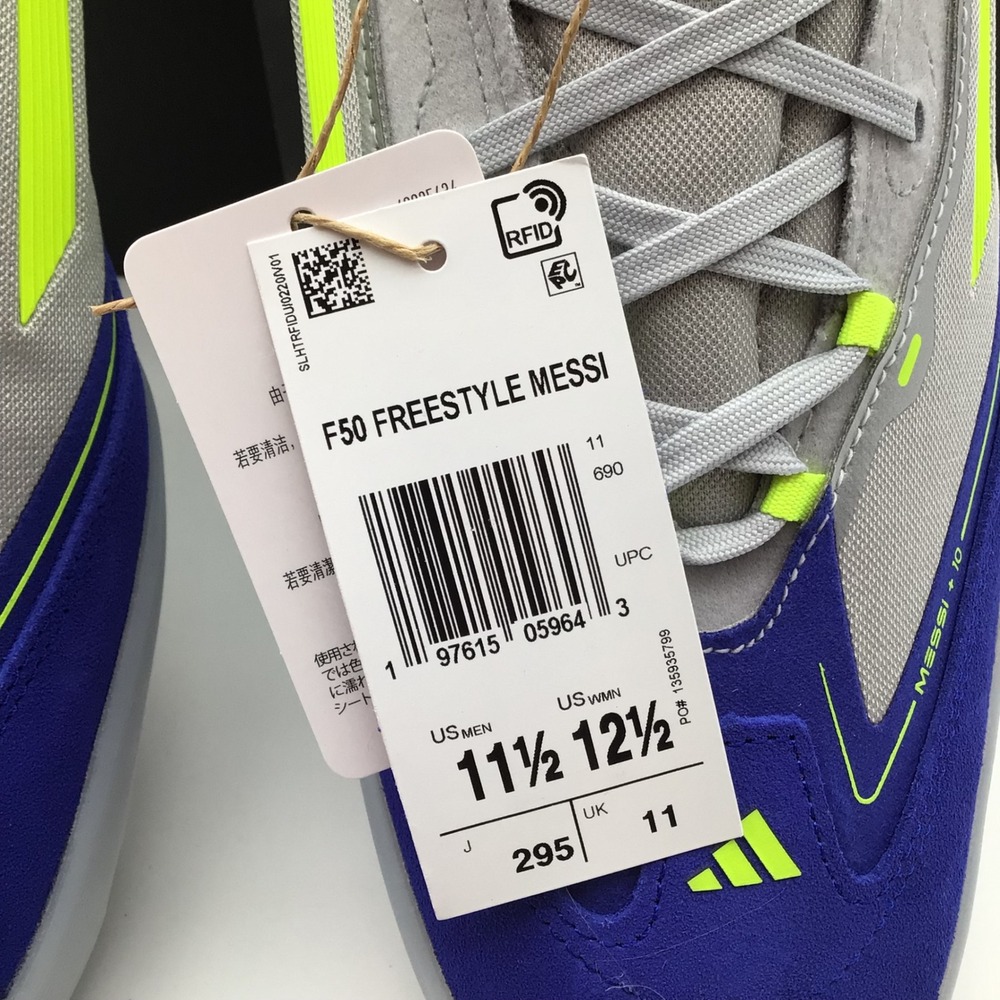 Adidas F50 Freestyle Messi Indoor Soccer Shoes Men‎ 11.5 Neon Yellow Blue JH8830 - Picture 7 of 8